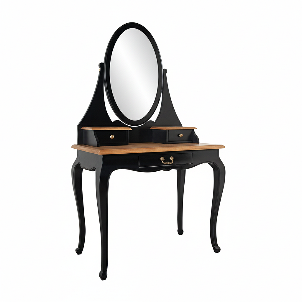 ALEXIA - Dressing table L90 x W50 - Black and Natural oak