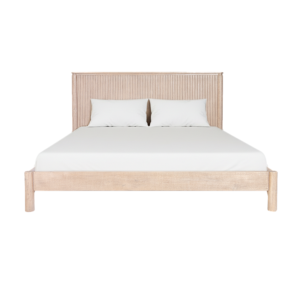 LEEDEN - King size bed (Mattress 180x200) - Toffee