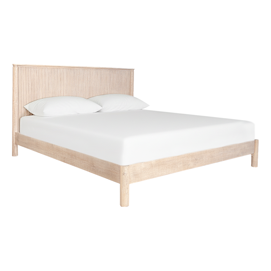 LEEDEN - King size bed (Mattress 180x200) - Toffee
