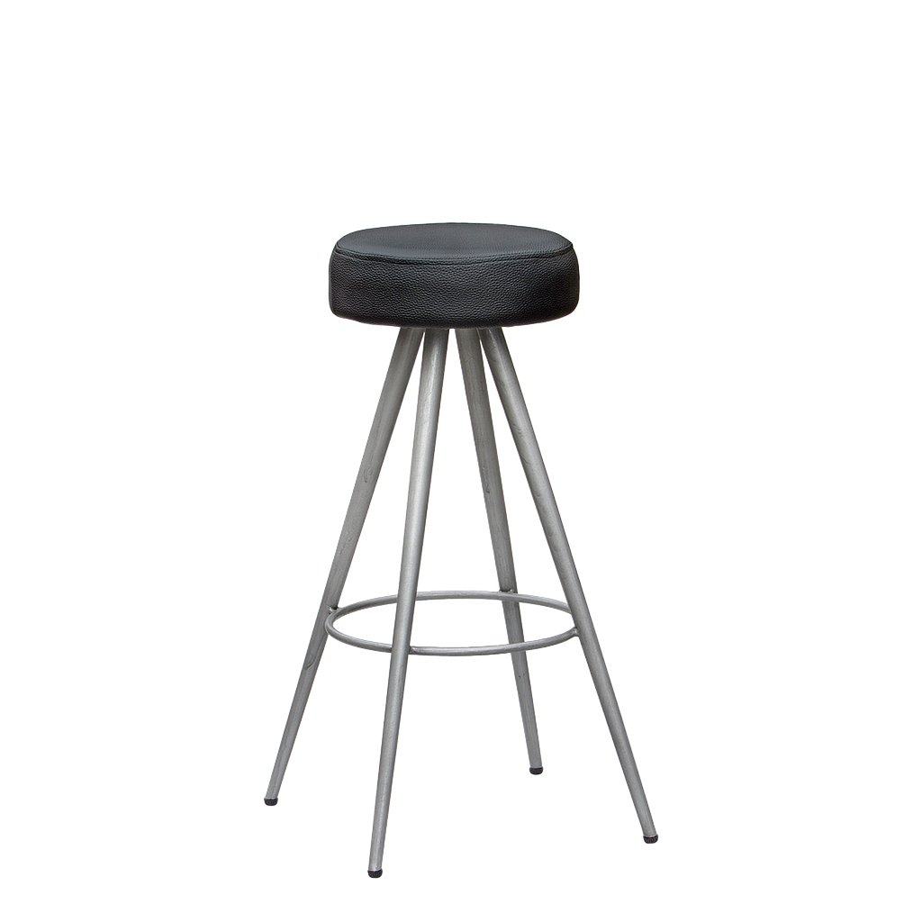 JORDAN - Bar stool H80 - Vintage silver and Black seat cover