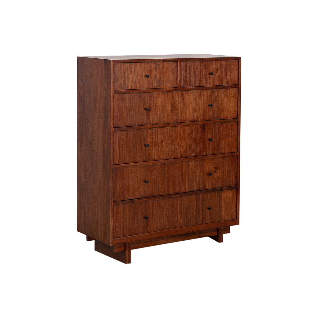 QUADRAE - 6-drawer chest L100 x H130 - Washed antic