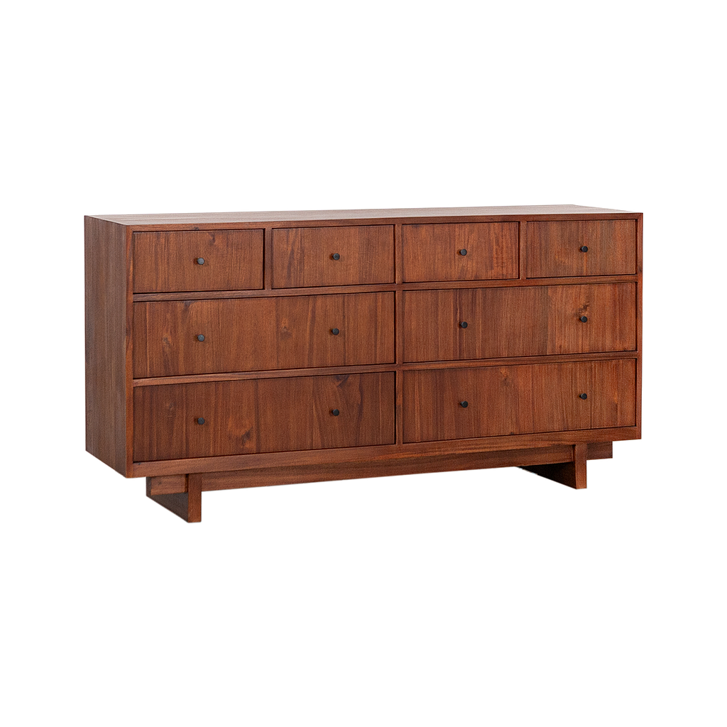 QUADRAE - 8-drawer chest L160 - Washed antic