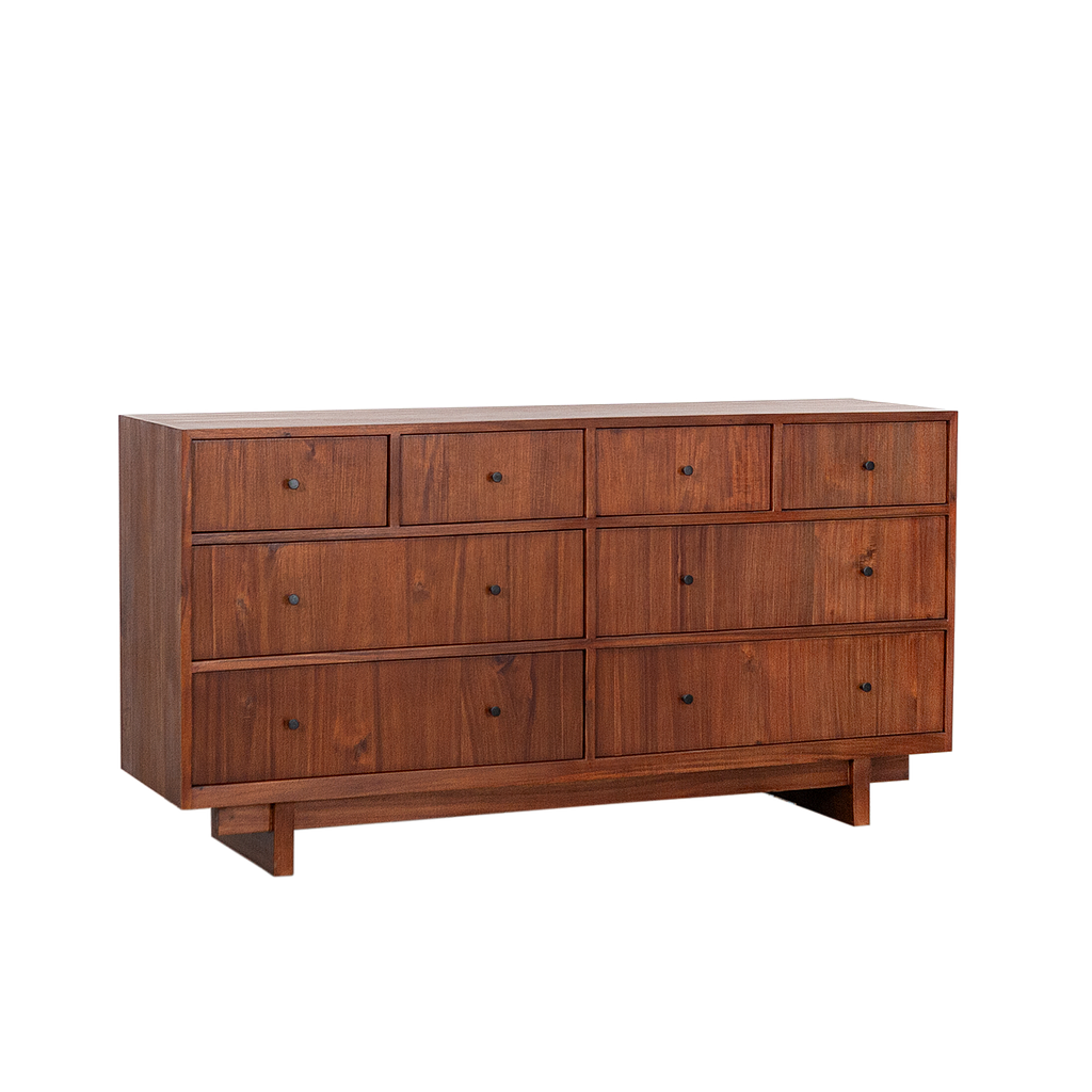 QUADRAE - 8-drawer chest L160 - Washed antic
