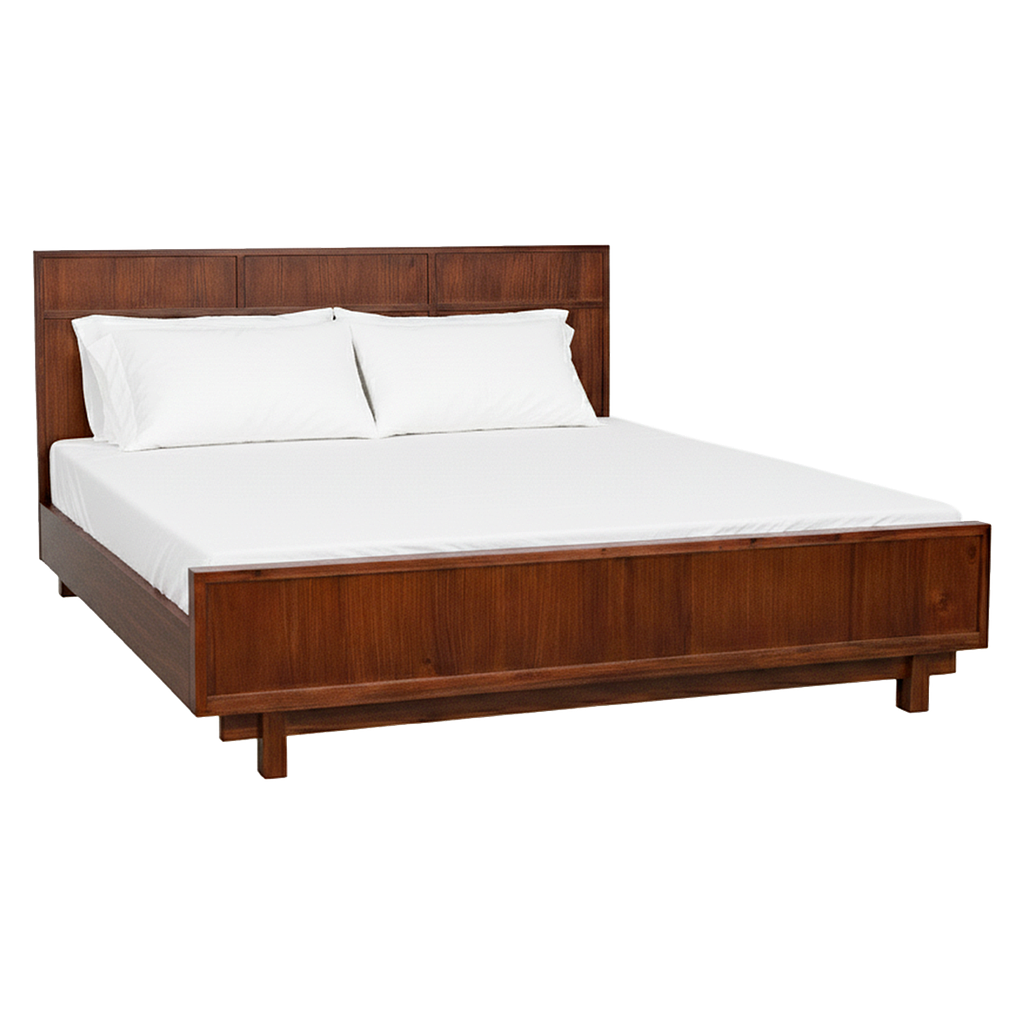 QUADRAE - King size bed (Mattress 180x200) - Washed antic