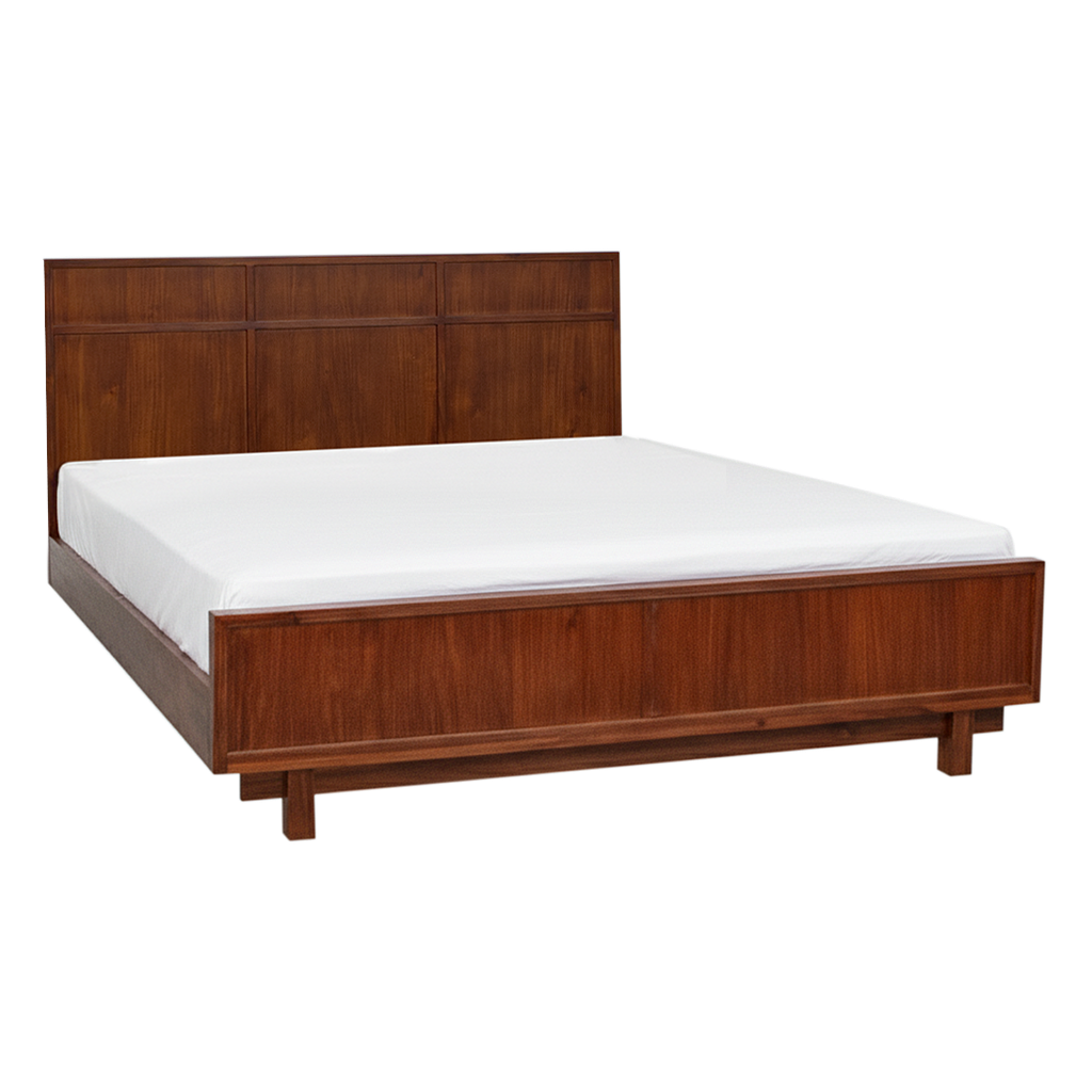 QUADRAE - Queen size bed (Mattress 160x200) - Washed antic