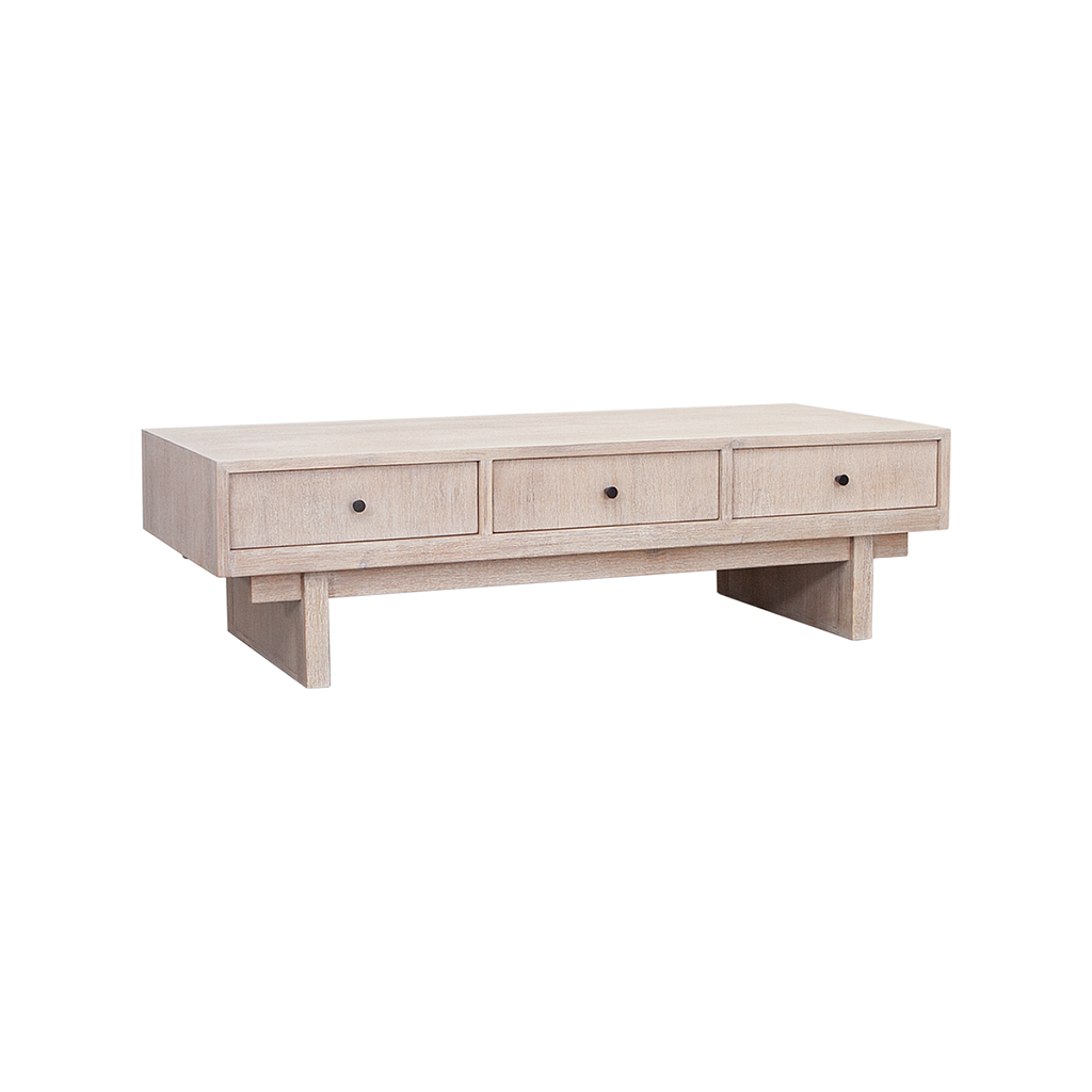 QUADRAE - Coffee table L130 x W60 - Whitened acacia