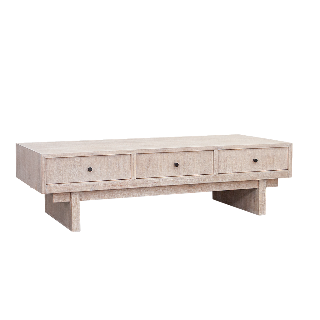 QUADRAE - Coffee tables L130 x W60 - Whitened acacia