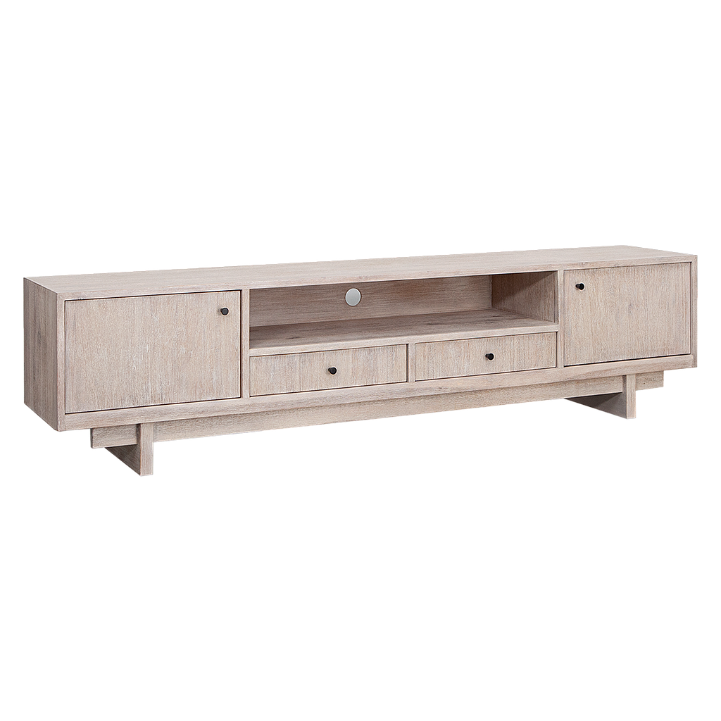 QUADRAE - TV stand L200 x H50 - Whitened acacia