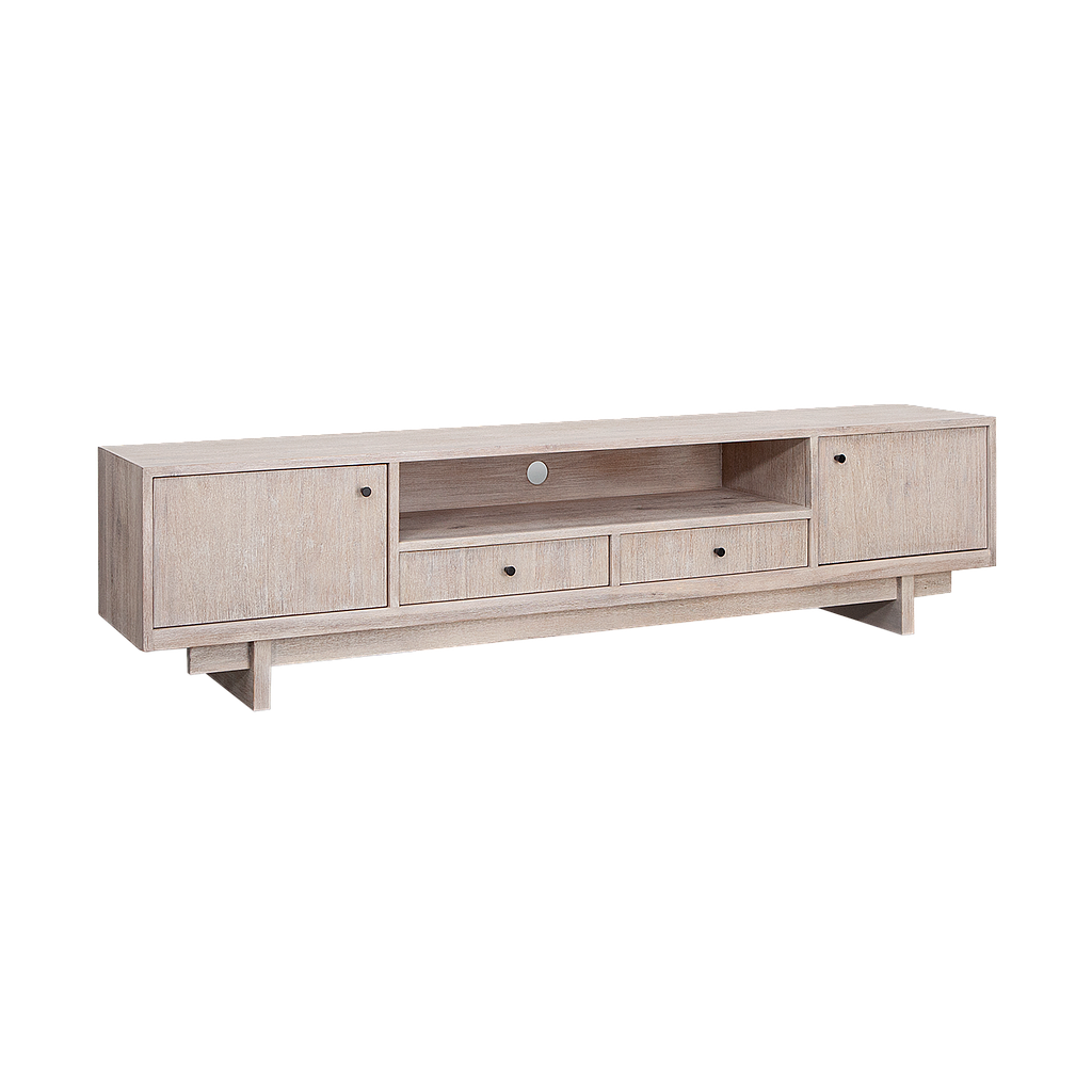 QUADRAE - TV stand L200 x H50 - Whitened acacia