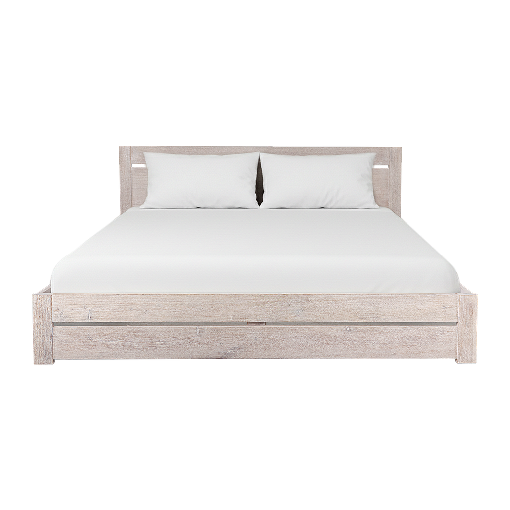 RUBEN - King size bed (Mattress 180x200) - Whitened acacia