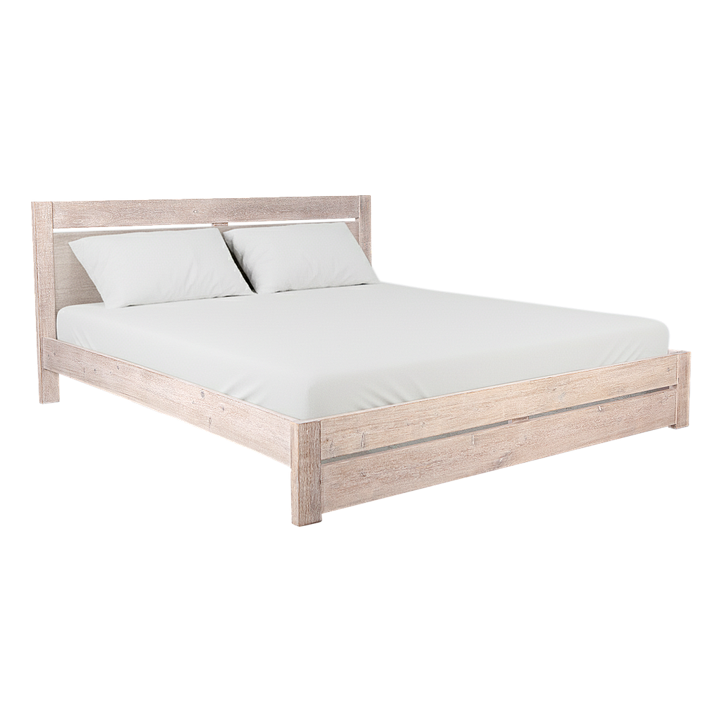 RUBEN - King size bed (Mattress 180x200) - Whitened acacia