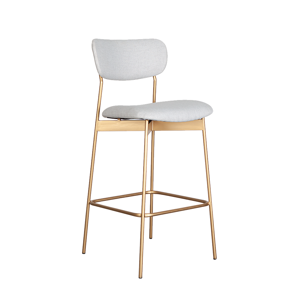 QUADRAE - Bar chair - Gold and Light grey fabric