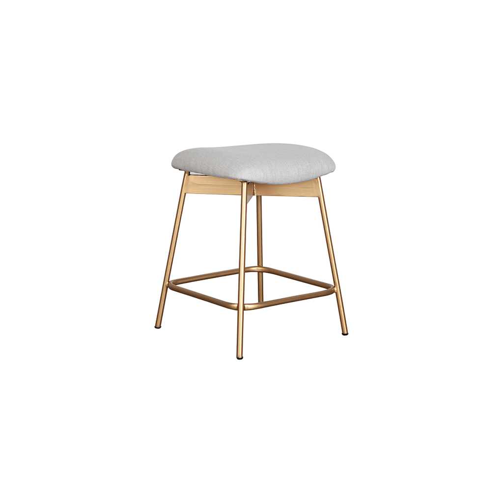 QUADRAE - Stool - Gold and Light grey fabric