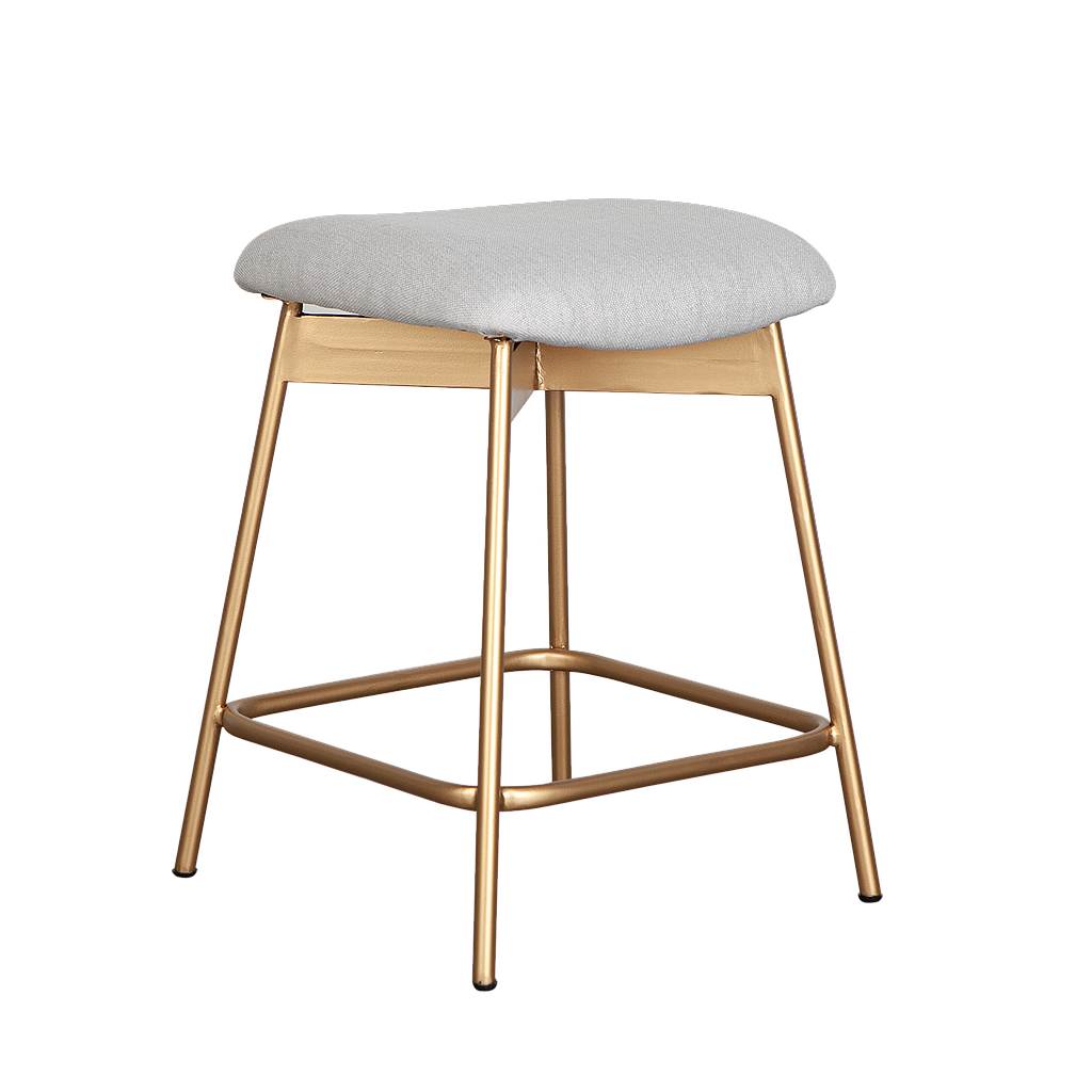 QUADRAE - Stool - Gold and Light grey fabric