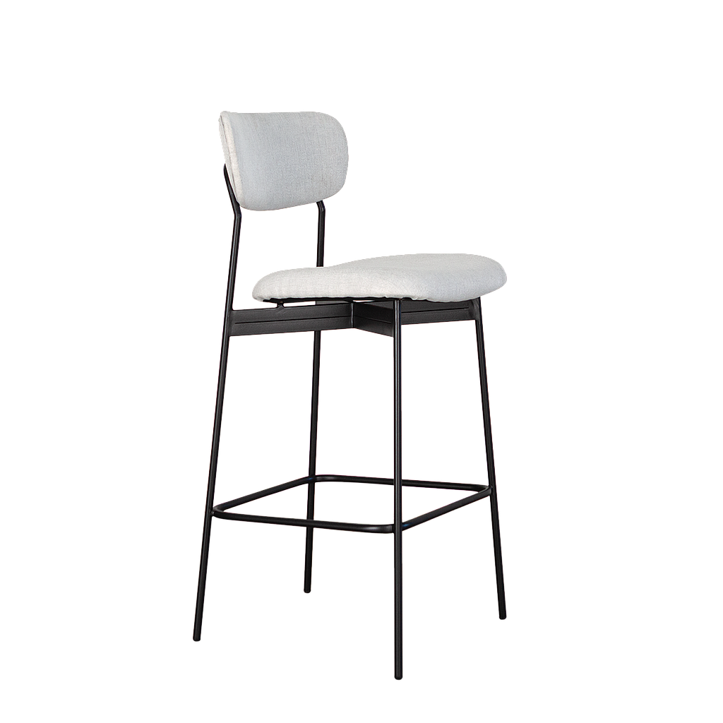 QUADRAE - Bar chair - Matt black and Light grey cover