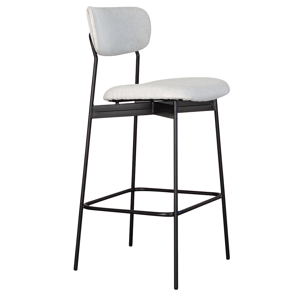 QUADRAE - Bar chair - Matt black and Light grey cover