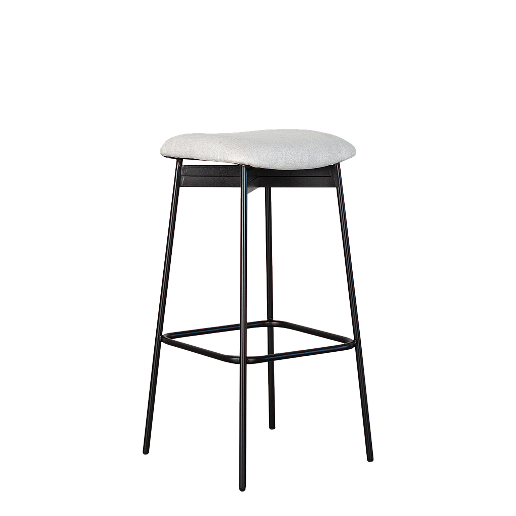 QUADRAE - Bar stool - Matt black and Light grey cover