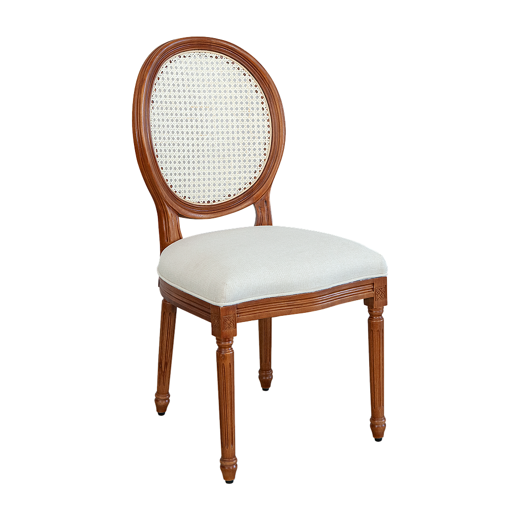 ORLEANS - Dining chair - Washed antic, Natural cane and Cream cover