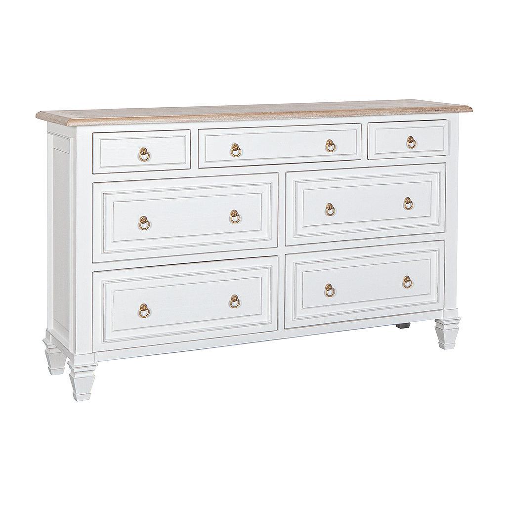 EDYN - Chest of drawers L140 x H85 - Brocante white and Toffee