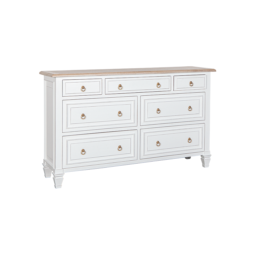 EDYN - Chest of drawers L140 x H85 - Brocante white and Toffee
