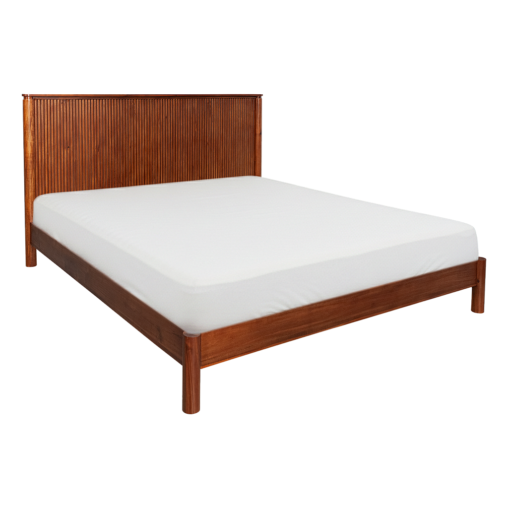 LEEDEN - King size bed (Mattress 180x200) - Washed antic