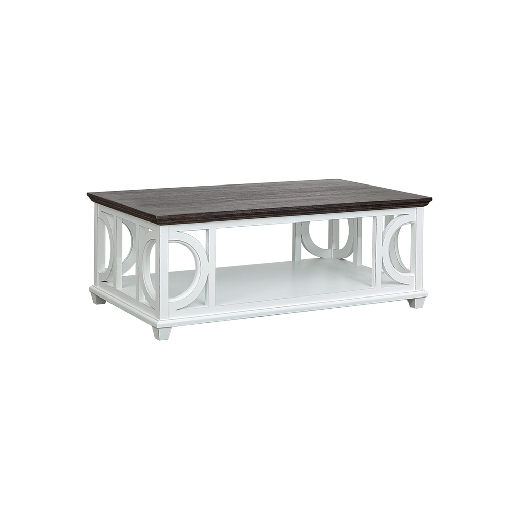 HUBERT - Coffee table L120 x W70 - Brocante white and Weathered acacia