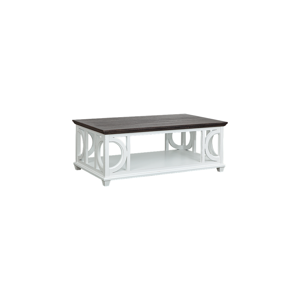 HUBERT - Coffee table L120 x W70 - Brocante white and Weathered acacia