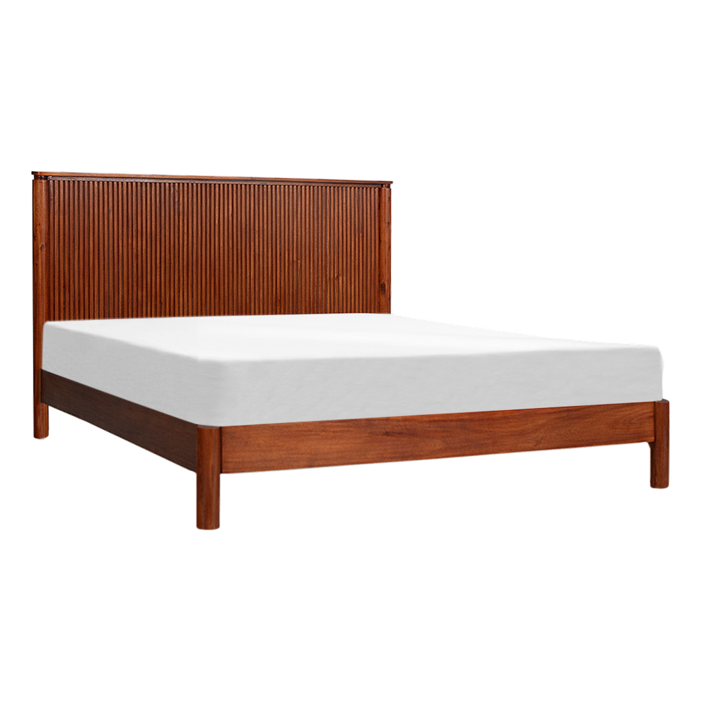 LEEDEN - Queen size bed (Mattress 160x200) - Washed antic