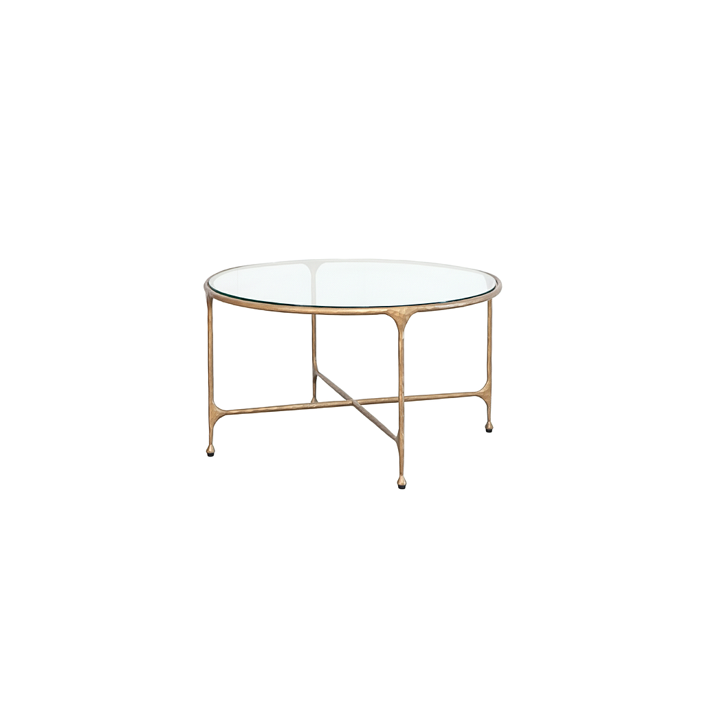 ASTHESIO - Hand-hammered metal coffee table Diam.60 - Aged brass