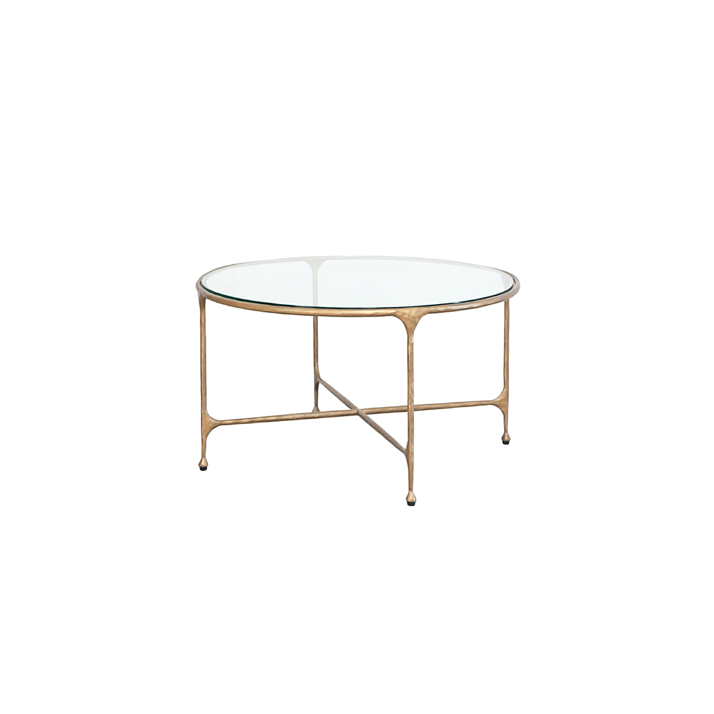 ASTHESIO - Hand-hammered metal coffee table Diam.60 - Aged brass