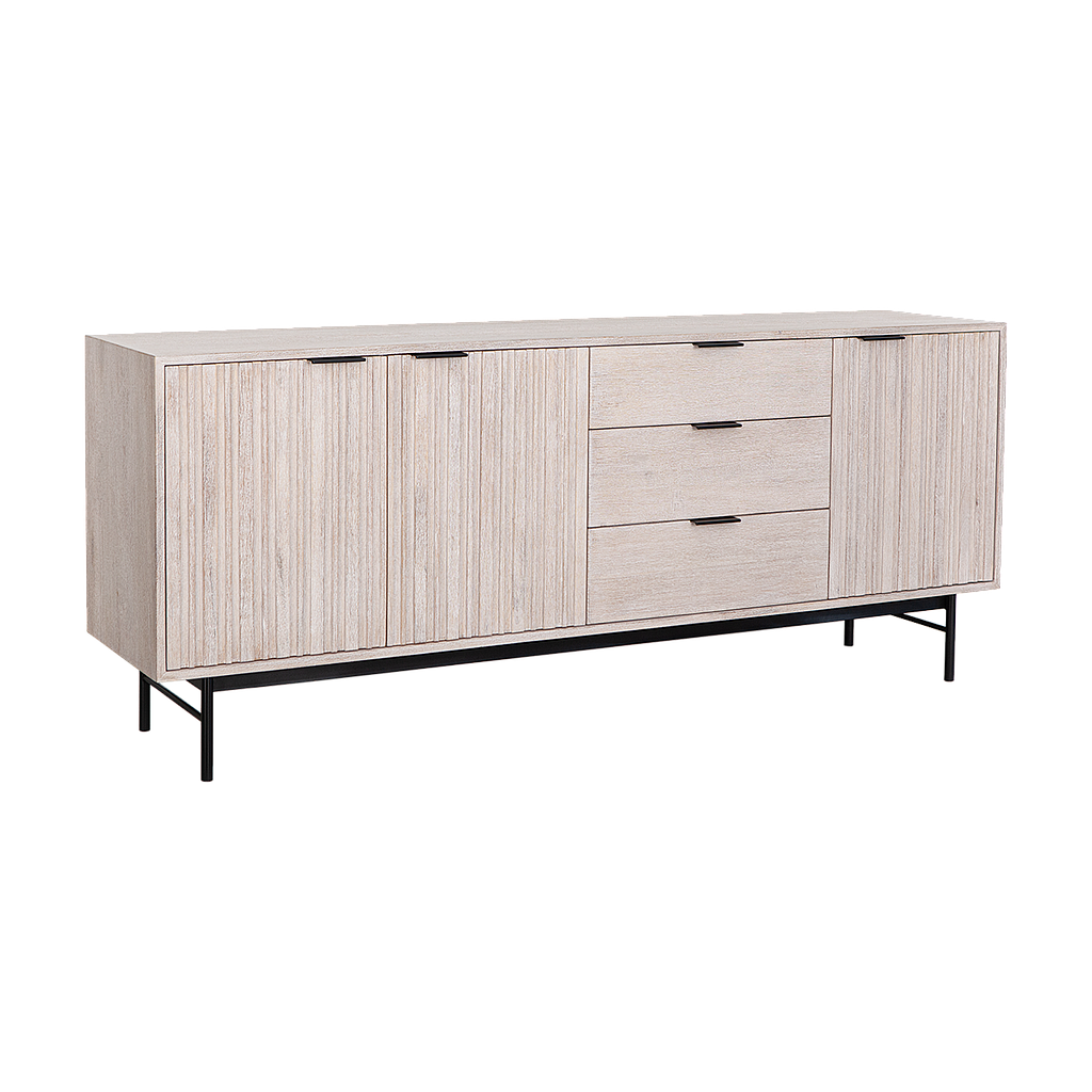 MATTEO - Sideboard L180 - Whitened acacia and Matt black