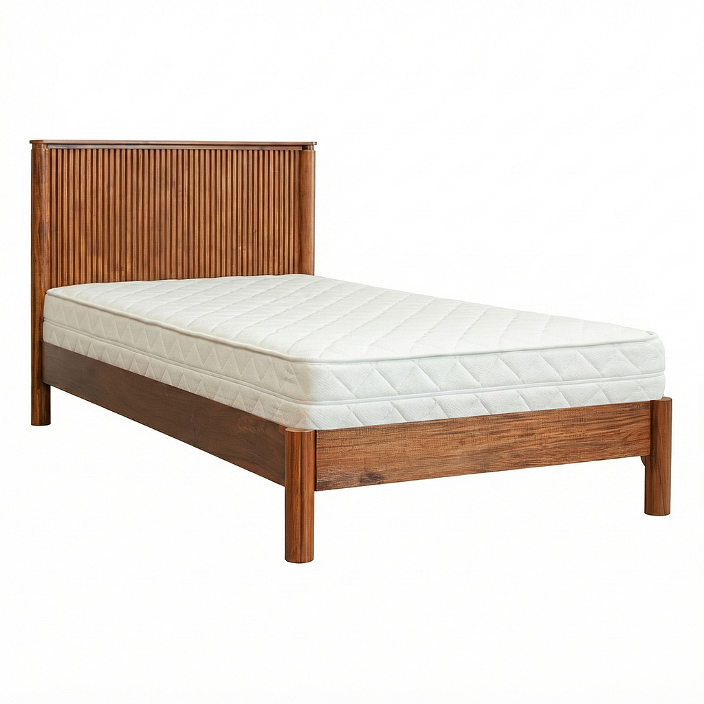 LEEDEN - Single size bed (Mattress 100x200) - Washed antic