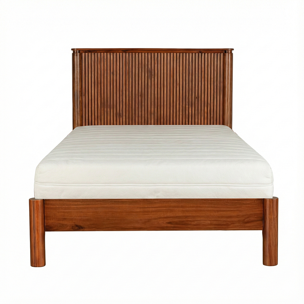 LEEDEN - Single size bed (Mattress 100x200) - Washed antic