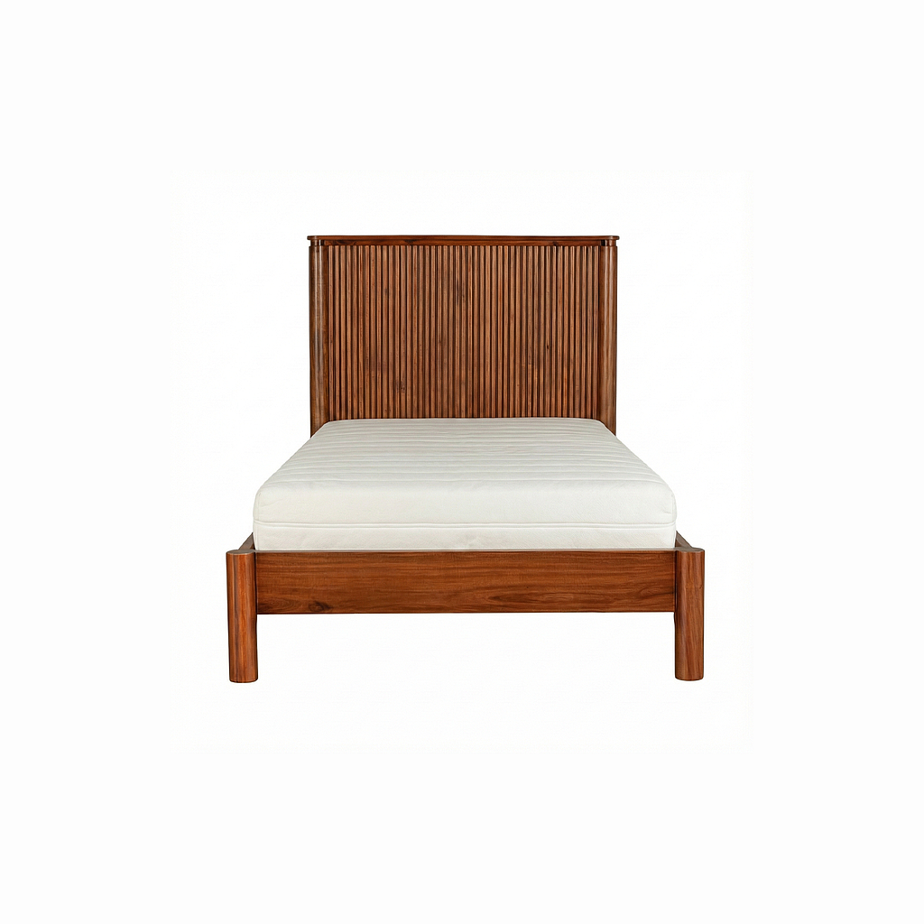 LEEDEN - Single size bed (Mattress 100x200) - Washed antic