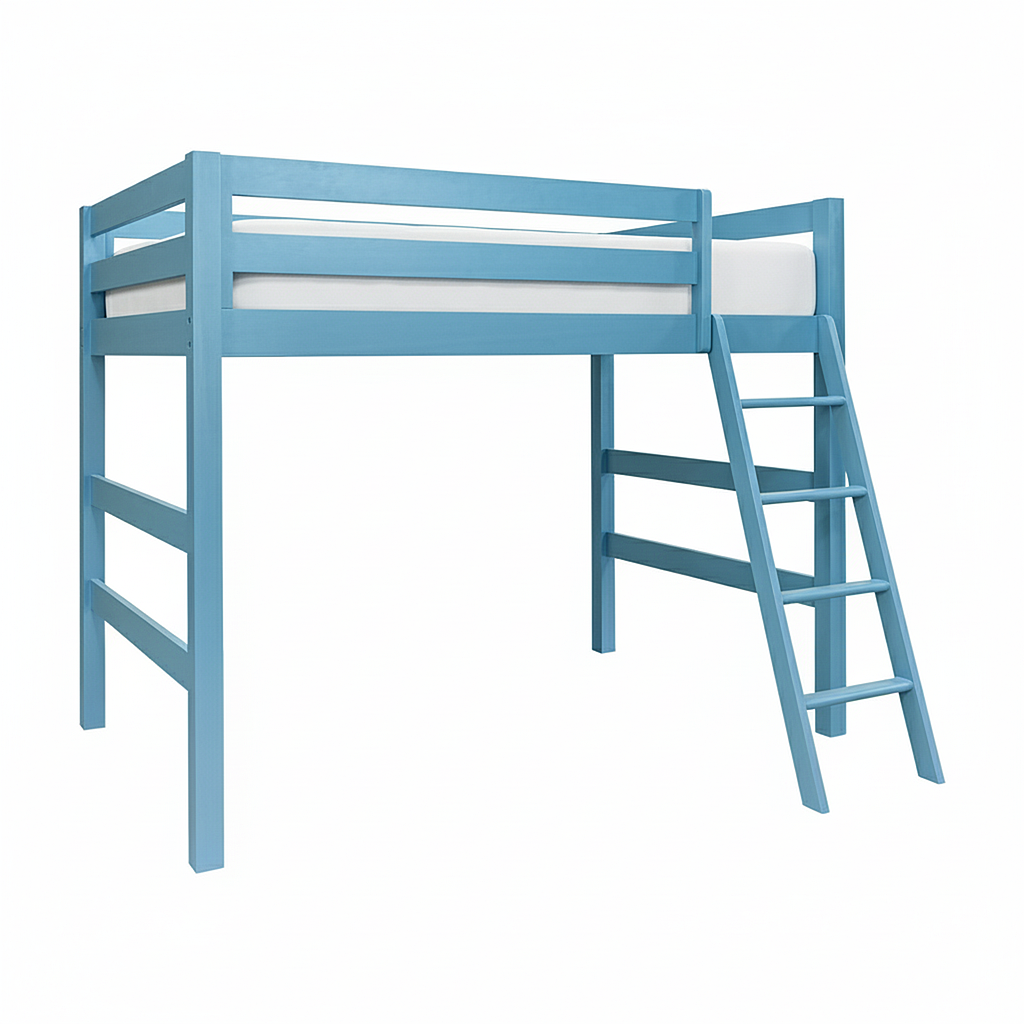 LODGE - Twin size loft bed (Mattress 120x200) - Stone blue