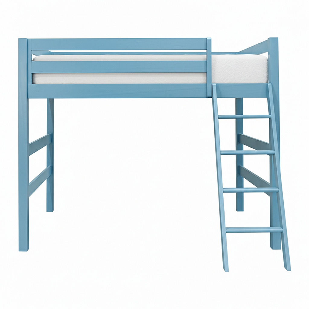 LODGE - Twin size loft bed (Mattress 120x200) - Stone blue