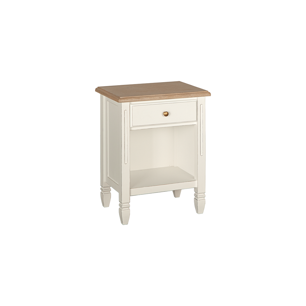 VALENTINE - Bedside table H60 - Brocante white and Toffee