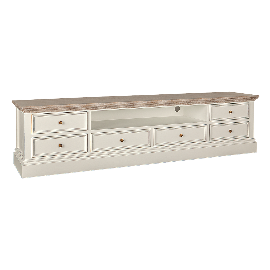 AIX - TV stand L200 - Brocante white and Whitened acacia