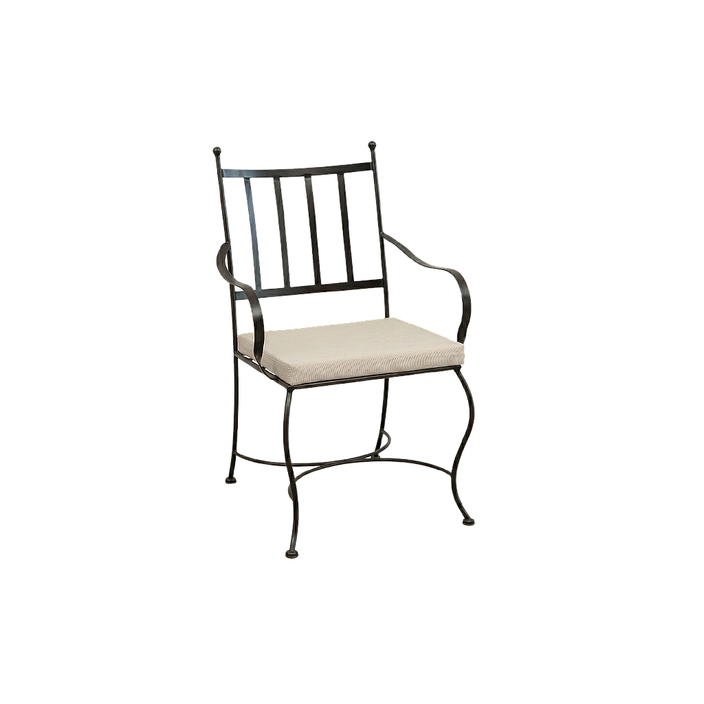CRUCIANO - Wrought iron chair - Burnish and Light grey fabric