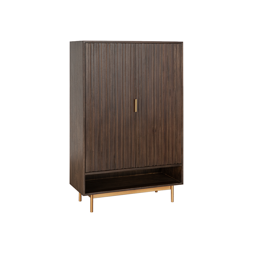 MATTEO - Shoe cabinet L84 x H130 - Mokka and Vintage brass