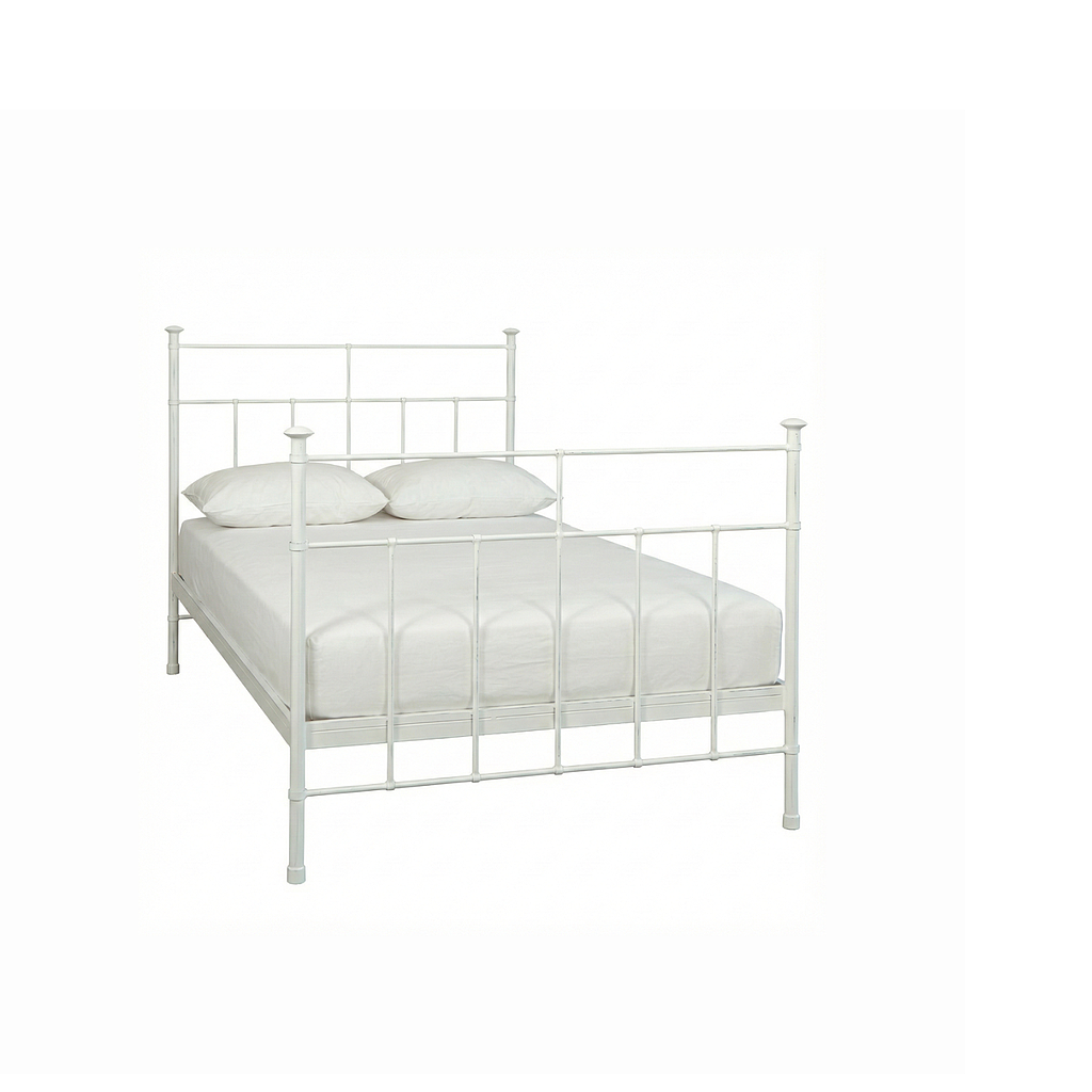 GARDANNE - Metal twin size bed (Mattress 120x200) - Patina white