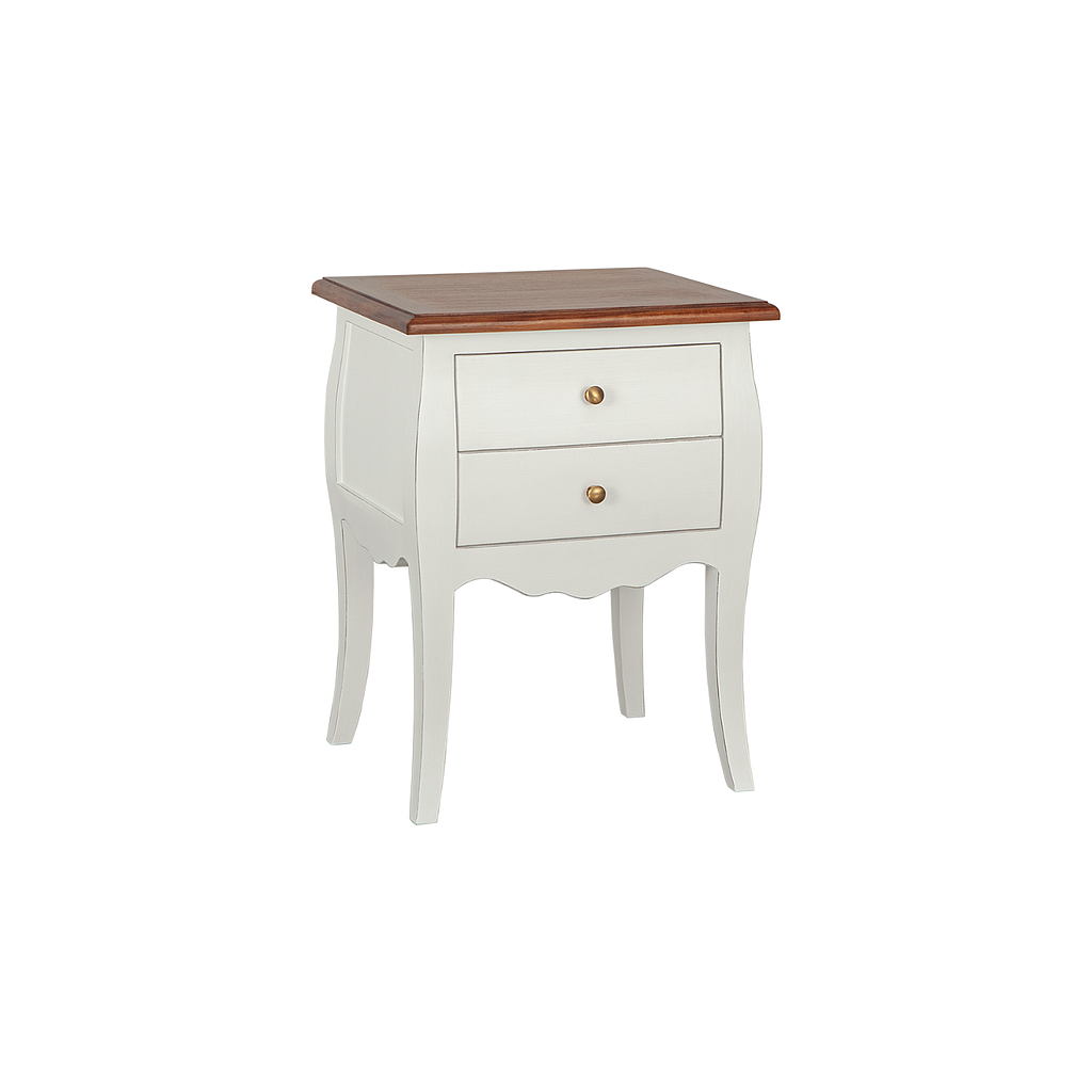 FLORIE - Bedside table H65 - Brocante white and Washed antic