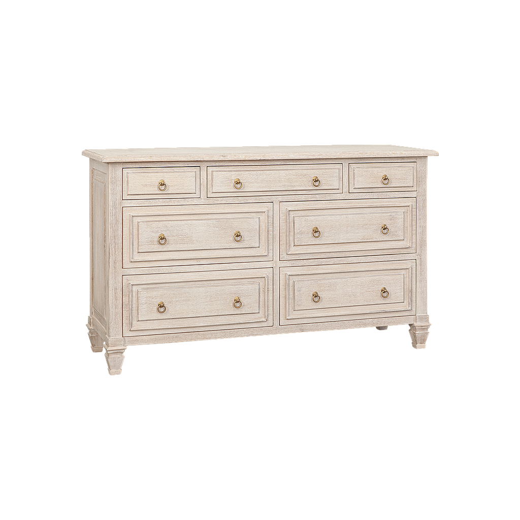 EDYN - Chest of drawers L140 x H85 - Whitened acacia
