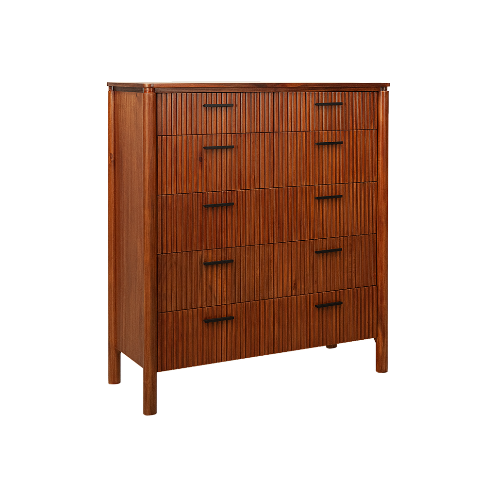 LEEDEN - 6-drawer chest L110 x H124 - Washed antic