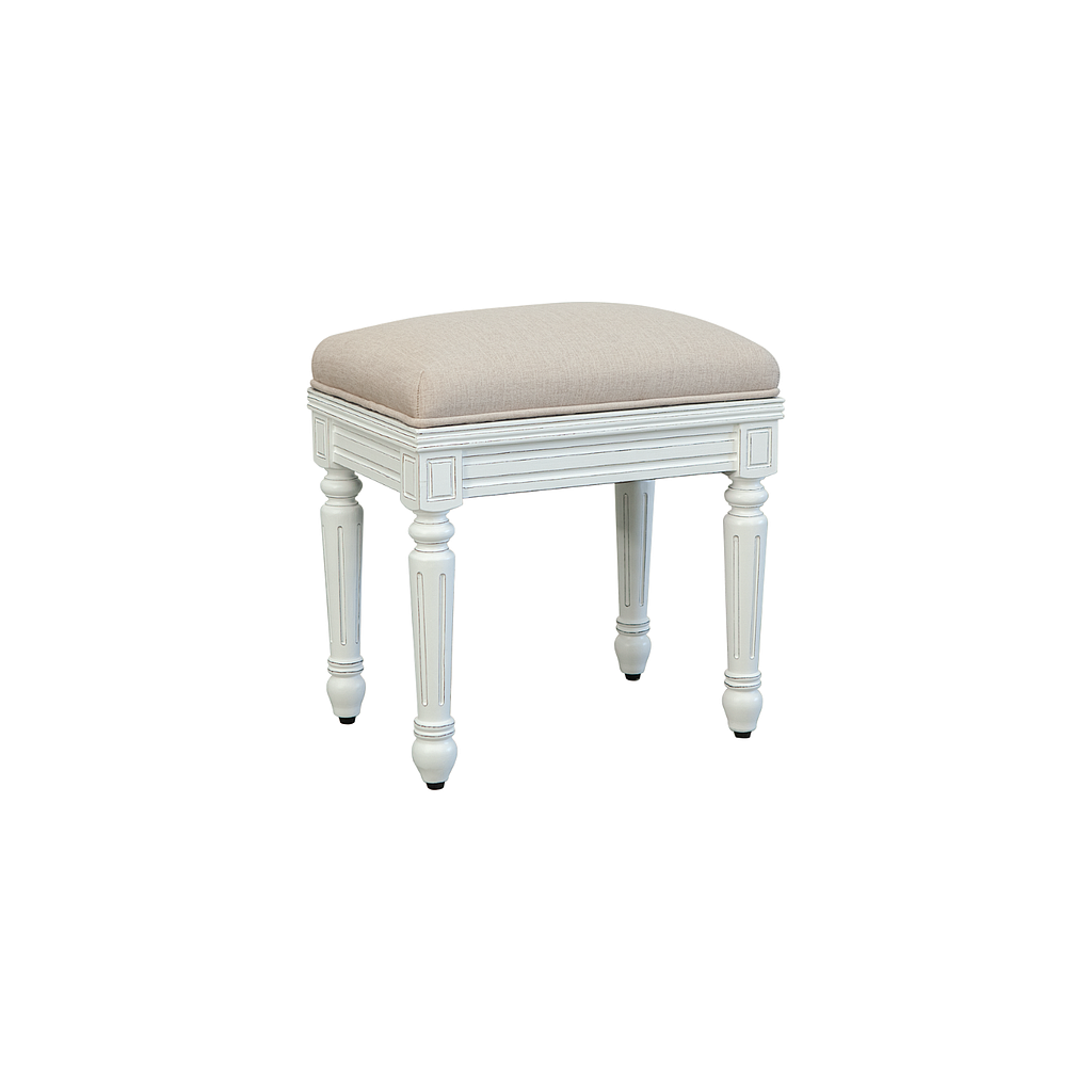 ORLEANS - Stool H45 - Brocante white and Beige cover