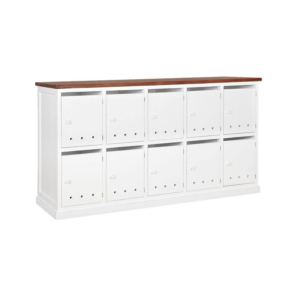 NAMUR - Shoe cabinet L158 x H85 - Brocante white and washed antic
