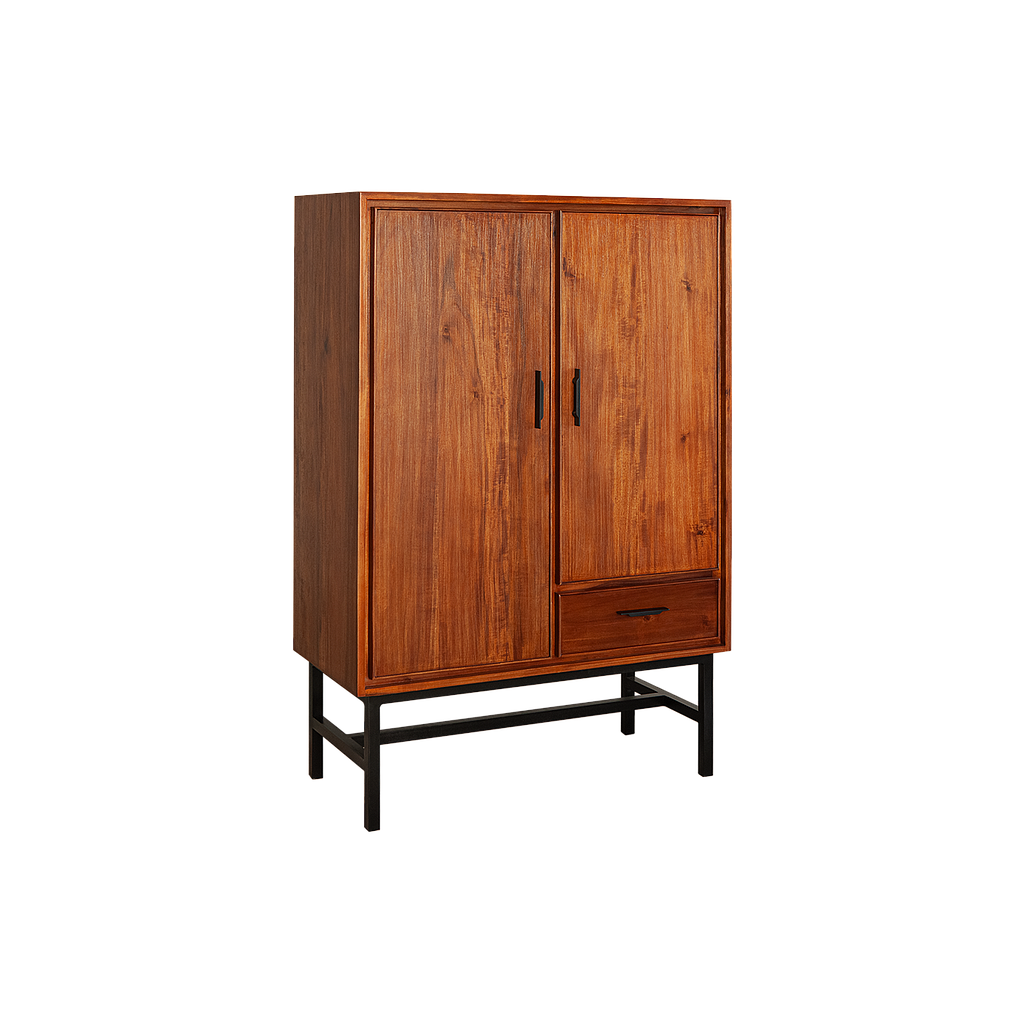 DANN - Bar cabinet L85 x H125 - Washed antic and Matt black