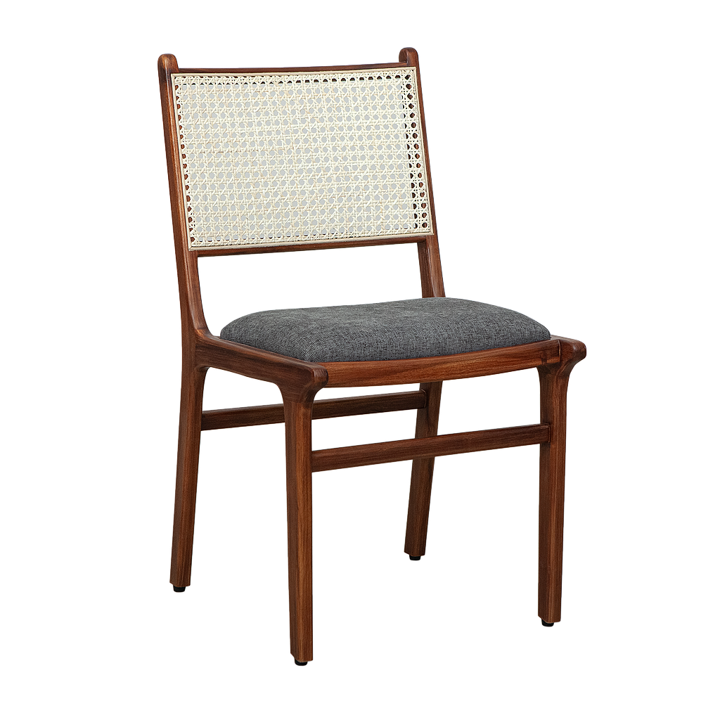 INOA - Chair - Washed antic, Natural cane and Grey cover