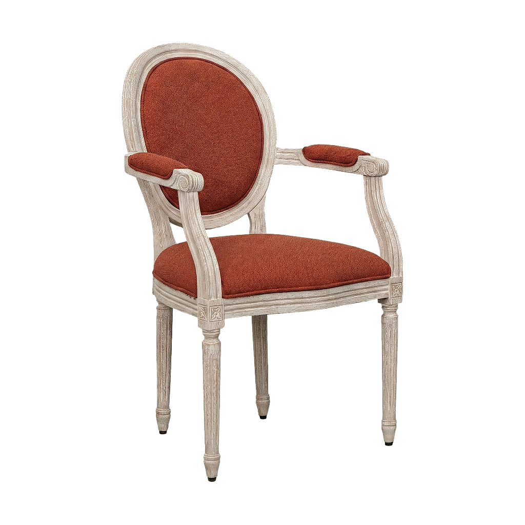 ORLEANS - Armchair - Whitened acacia and Red cover