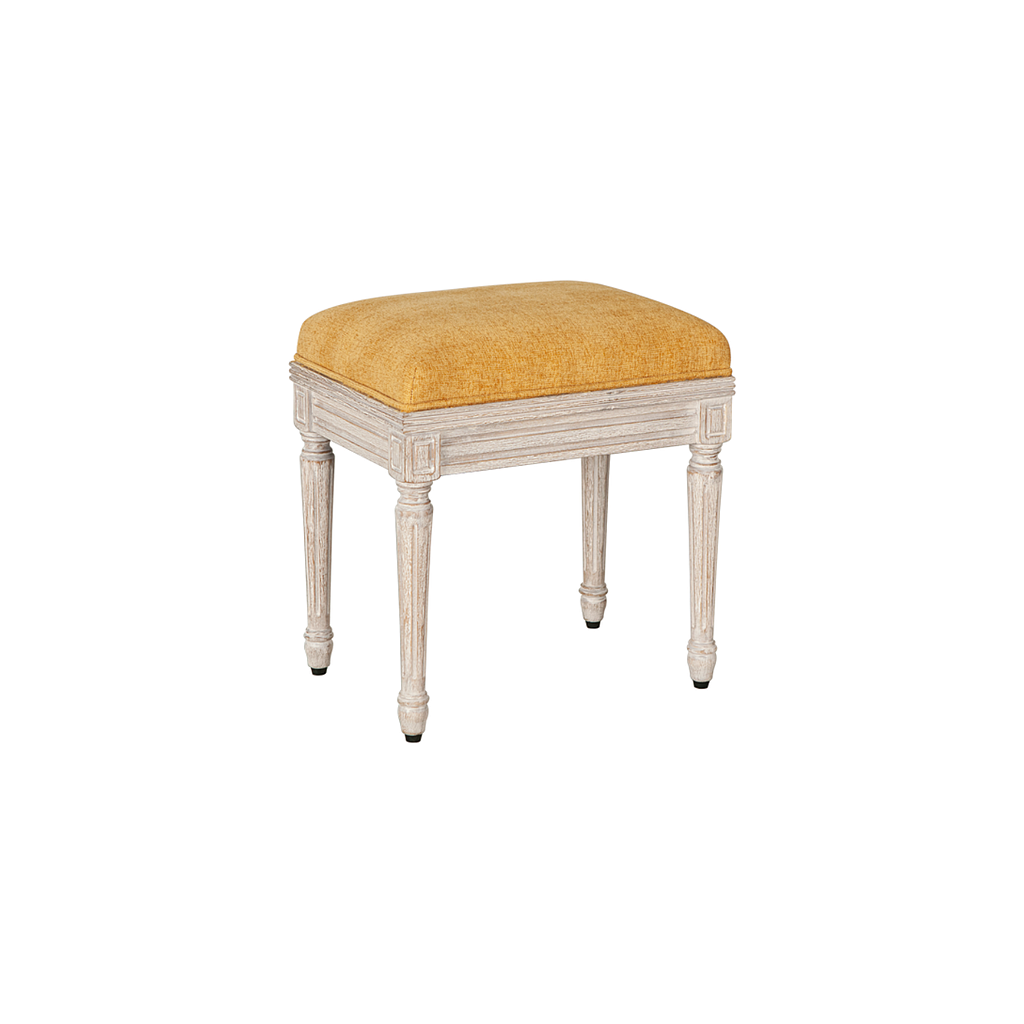 ORLEANS - Stool H45 - Whitened acacia and Yellow cover
